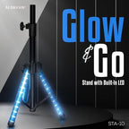 Speaker Tripod Stand with LED Lights, Black in Black, alternate view 2