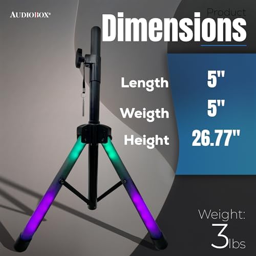 Speaker Tripod Stand with LED Lights, Black in Black, alternate view 3