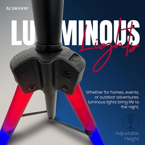 Speaker Tripod Stand with LED Lights, Black in Black, alternate view 4