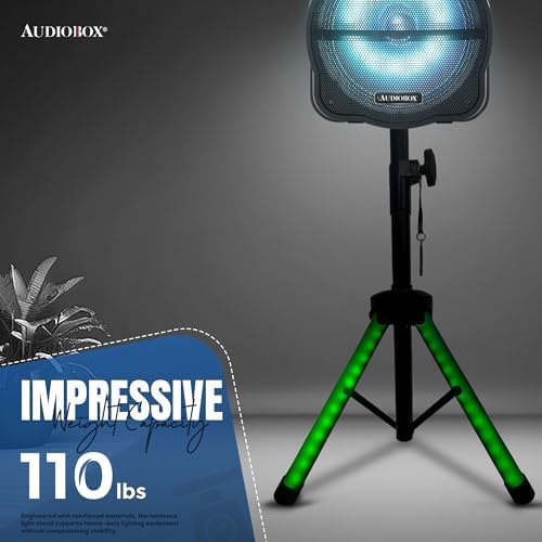 Speaker Tripod Stand with LED Lights, Black in Black, alternate view 5