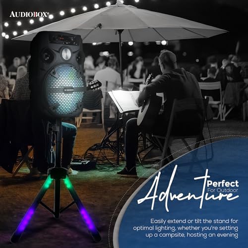Speaker Tripod Stand with LED Lights, Black in Black, alternate view 6
