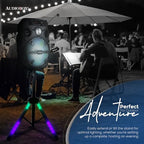 Speaker Tripod Stand with LED Lights, Black in Black, alternate view 6