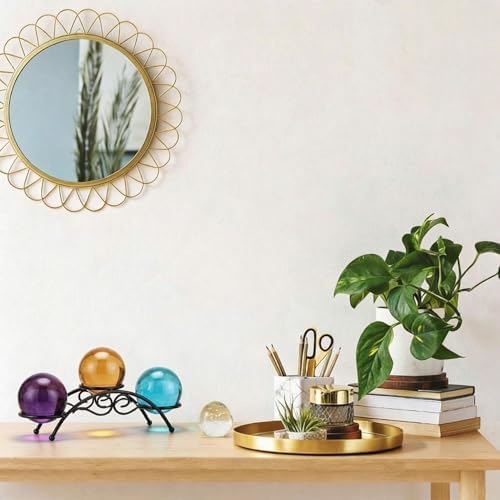 Sphere Holder Crystal Stands for Display, 3 Balls Stand, 7 Inch in Black, alternate view 6