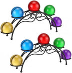 Sphere Holder Crystal Stands for Display, 5 Balls Stand, 10.6 Inch in Black