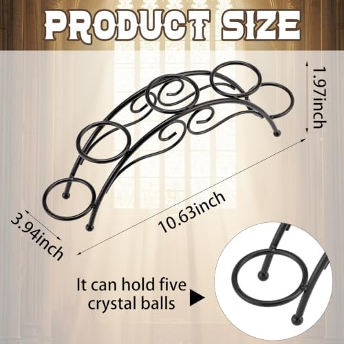 Sphere Holder Crystal Stands for Display, 5 Balls Stand, 10.6 Inch in Black, alternate view 2
