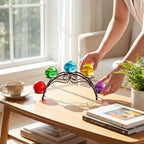 Sphere Holder Crystal Stands for Display, 5 Balls Stand, 10.6 Inch in Black, alternate view 3