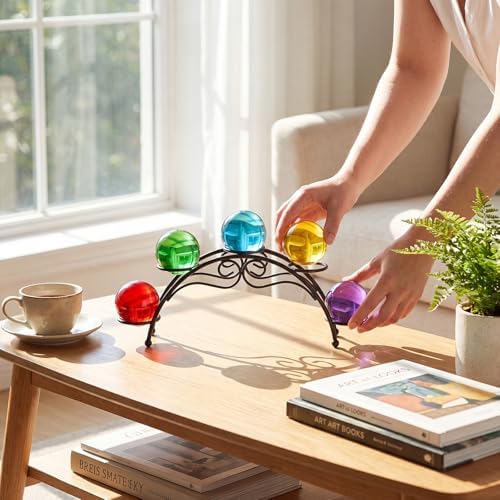 Sphere Holder Crystal Stands for Display, 5 Balls Stand, 10.6 Inch in Black, alternate view 3