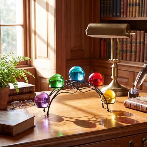 Sphere Holder Crystal Stands for Display, 5 Balls Stand, 10.6 Inch in Black, alternate view 4