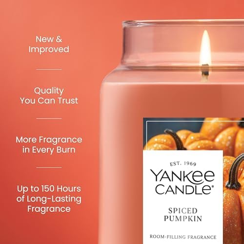 Spiced Pumpkin, Fall Scented Candle, 22oz Large Jar with up to 150 Hour Burn Time, Giftable (Pack of 4), alternate view 3