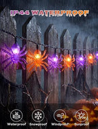 Spider String Lights, 8.5FT 10 LED Purple & Orange Plug-In Lights, alternate view 6