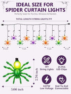 Spider String Lights Outdoor, 25 Mini Curtain String Lights with 10 Colorful Spider Lights, 7Ft Decoration Light, alternate