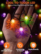 Spider String Lights Outdoor, 25 Mini Curtain String Lights with 10 Colorful Spider Lights, 7Ft Decoration Light, alternate