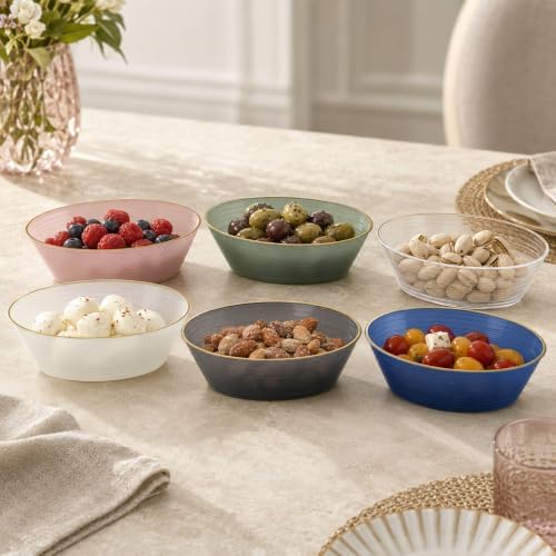 Spiralique 10 oz Disposable Plastic Oval Serving Bowls, Charcoal Gold Rim, BPA-Free Heavyweight Party Bowls, 10, alternate