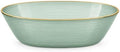 Spiralique 10 oz Disposable Plastic Oval Serving Bowls, Green Gold Rim, BPA-Free Heavyweight Party Bowls, 120