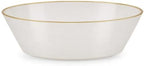 Spiralique 10 oz Disposable Plastic Oval Serving Bowls, Pearl Gold Rim, BPA-Free Heavyweight Party Bowls, 120