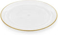 Spiralique 13 in Disposable Plastic Round Serving Trays, Clear Gold Rim, BPA-Free Heavyweight Party Platters, 48