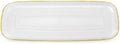 Spiralique 17.5 in Disposable Plastic Rectangular Serving Trays, Clear Gold Rim, BPA-Free Heavyweight Party