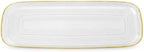 Spiralique 17.5 in Disposable Plastic Rectangular Serving Trays, Clear Gold Rim, BPA-Free Heavyweight Party