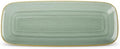 Spiralique 17.5 in Disposable Plastic Rectangular Serving Trays, Green Gold Rim, BPA-Free Heavyweight Party