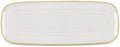 Spiralique 17.5 in Disposable Plastic Rectangular Serving Trays, Pearl Gold Rim, BPA-Free Heavyweight Party