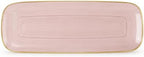 Spiralique 17.5 in Disposable Plastic Rectangular Serving Trays, Rose Gold Rim, BPA-Free Heavyweight Party