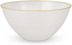 Spiralique 80 oz Disposable Plastic Round Serving Bowls, Pearl Gold Rim, BPA-Free Heavyweight Party Bowls, 12