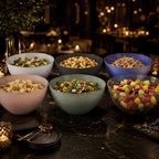 Spiralique 80 oz Disposable Plastic Round Serving Bowls, Pearl Gold Rim, BPA-Free Heavyweight Party Bowls, 12, alternate view
