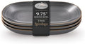 Spiralique 9.75 in Disposable Plastic Oval Serving Platters, Charcoal Gold Rim, BPA-Free Heavyweight Party