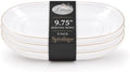 Spiralique 9.75 in Disposable Plastic Oval Serving Platters, Clear Gold Rim, BPA-Free Heavyweight Party Trays, 3