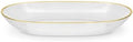 Spiralique 9.75 in Disposable Plastic Oval Serving Platters, Clear Gold Rim, BPA-Free Heavyweight Party Trays