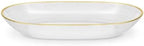 Spiralique 9.75 in Disposable Plastic Oval Serving Platters, Clear Gold Rim, BPA-Free Heavyweight Party Trays