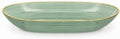 Spiralique 9.75 in Disposable Plastic Oval Serving Platters, Green Gold Rim, BPA-Free Heavyweight Party Trays