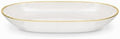 Spiralique 9.75 in Disposable Plastic Oval Serving Platters, Pearl Gold Rim, BPA-Free Heavyweight Party Trays