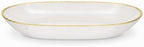 Spiralique 9.75 in Disposable Plastic Oval Serving Platters, Pearl Gold Rim, BPA-Free Heavyweight Party Trays