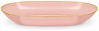 Spiralique 9.75 in Disposable Plastic Oval Serving Platters, Rose Gold Rim, BPA-Free Heavyweight Party Trays, 36