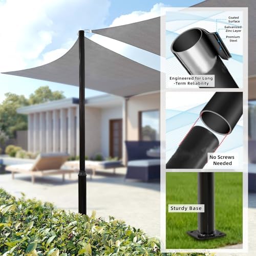 Split Street Light Pole with Ground Cage Outdoor, 16ft 114+76mm, alternate view 4