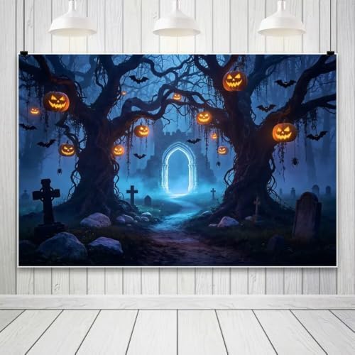 Spooky Graveyard Backdrop 12x8ft Fabric Halloween Backdrops for Wall in 12x8ft, alternate view 3