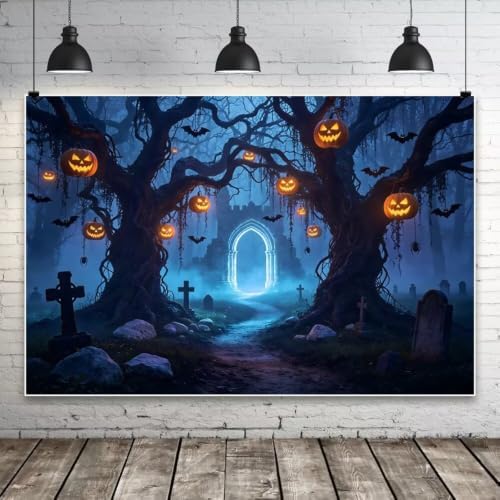 Spooky Graveyard Backdrop 12x8ft Fabric Halloween Backdrops for Wall in 12x8ft, alternate view 5
