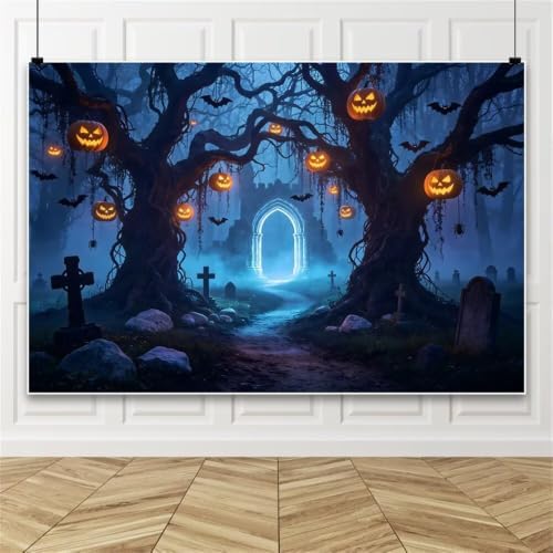 Spooky Graveyard Backdrop 12x8ft Fabric Halloween Backdrops for Wall in 12x8ft, alternate view 6
