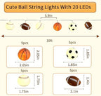 Sport Ball String Lights, 10FT 20LED Sport Fan Fairy Lights Decorations, alternate view 3