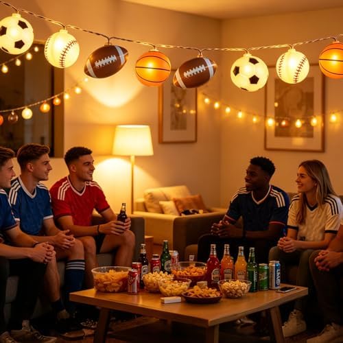 Sport Ball String Lights, 10FT 20LED Sport Fan Fairy Lights Decorations, alternate view 4