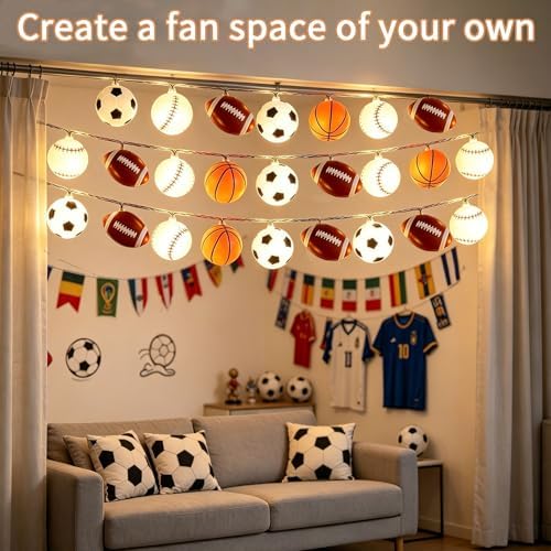 Sport Ball String Lights, 10FT 20LED Sport Fan Fairy Lights Decorations, alternate view 5