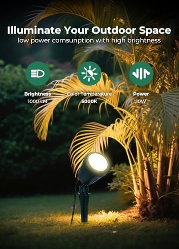 Spotlights Outdoor, 120V Plug-in Christmas Spot Light, 5000K LED Landscape Lighting with 5 Color Lenses (Red, alternate view