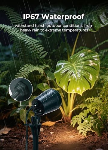 Spotlights Outdoor, 120V Plug-in Christmas Spot Light, 5000K LED Landscape Lighting with 5 Color Lenses (Red, alternate view
