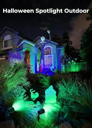 Spotlights Outdoor, 120V Plug-in Christmas Spot Light, 5000K LED Landscape Lighting with 5 Color Lenses (Red, alternate view