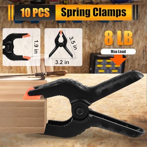 Spring Clamps, 3.5 Inch Plastic Clips, Heavy Duty, Black, 10 Pcs in Black, alternate view 2