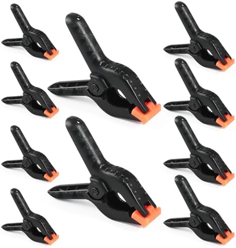 Spring Clamps, 3 Sizes Plastic Clips, Heavy Duty, Black, 10 Pcs in Black