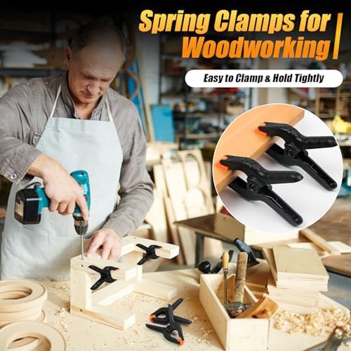 Spring Clamps, 3 Sizes Plastic Clips, Heavy Duty, Black, 10 Pcs in Black, alternate view 3