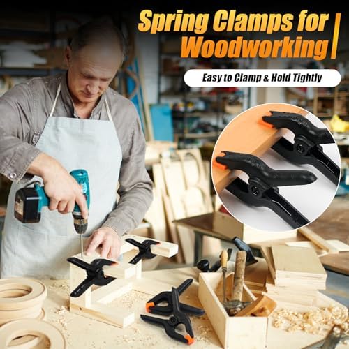 Spring Clamps, 6 Inch Plastic Clips, Heavy Duty, Black, 10 Pcs in Black, alternate view 3