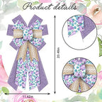 Spring Flowers Bows for Wreath, Purple Natural Burlap Wreath Bow Butterfly Tree Topper Bows Farmhouse Craft Bow, alternate